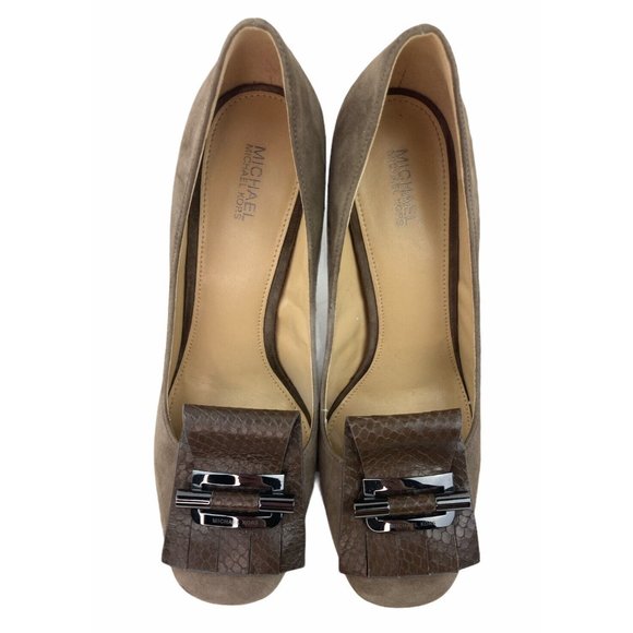 *MICHAEL Michael Kors Gloria Kiltie Suede Leather Pumps Womens 7M Brown Career - Picture 5 of 8